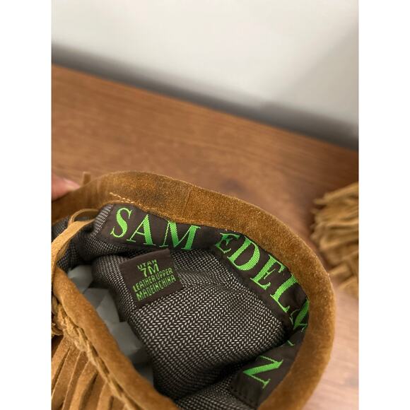 Sam Edelman Utah Tan Suede Fringe Leather Bohemian Western Tall Boots Size 7 - Picture 10 of 10